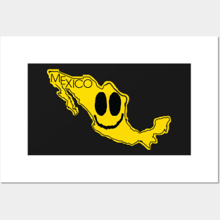 Mexico Happy Cartoon Map Face Posters and Art